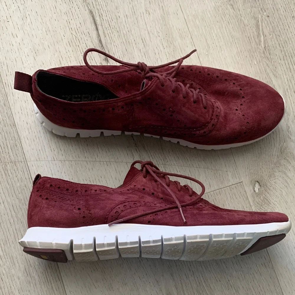 Cole Haan wingtip  maroon suede lace up‎ sneakers shoes size   9 women's